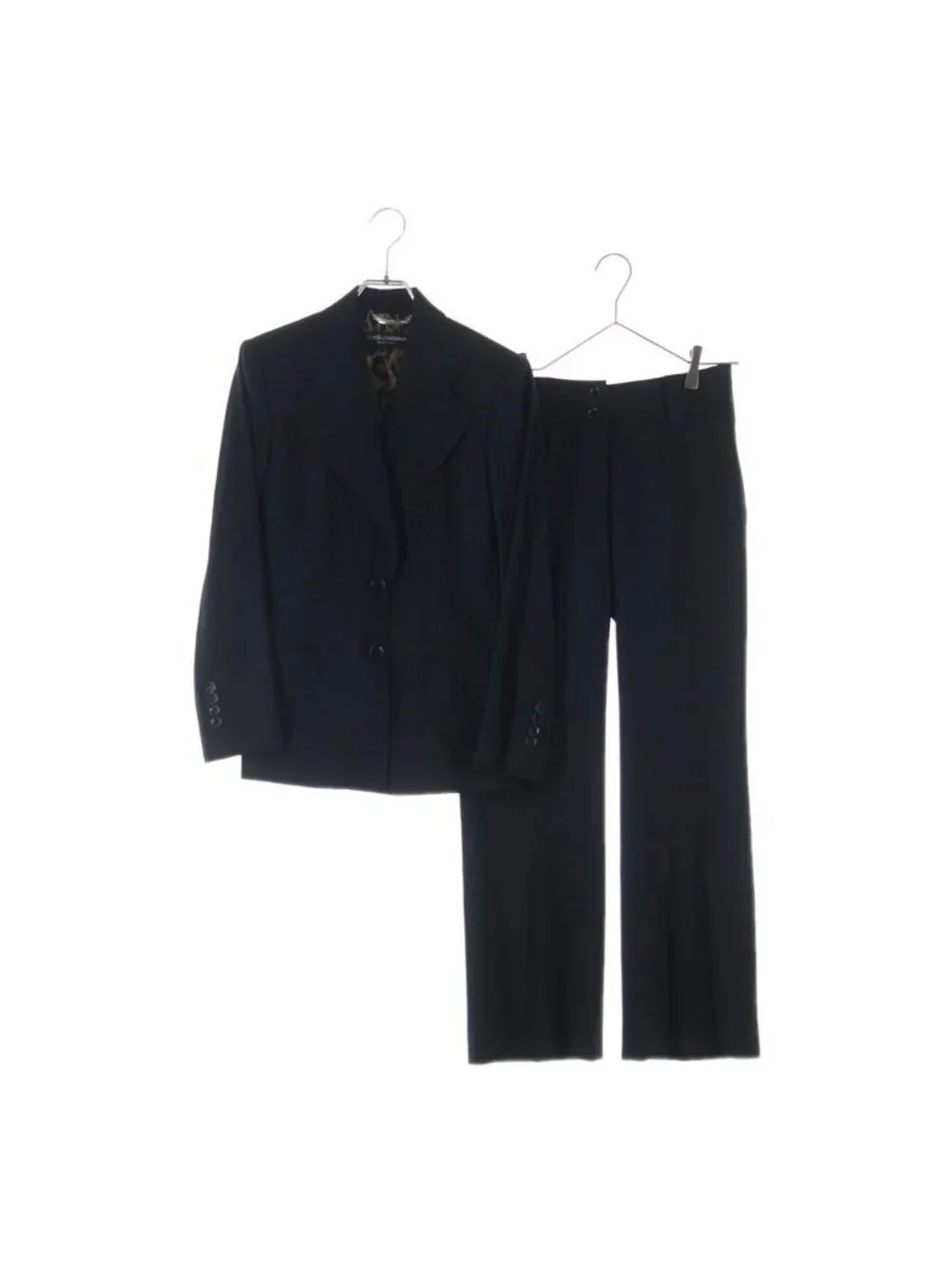 Dolce & Gabbana Set Suit Wool Leopard Tailored Jacket Trousers Pants 38 Black